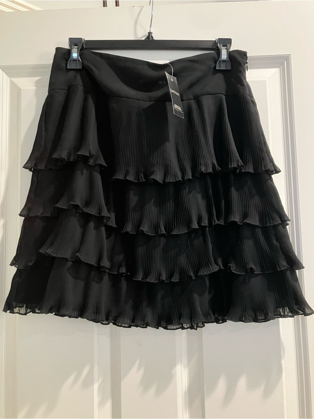 LOFT Black Tiered Pleated Mini Skirt